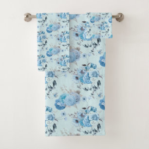 Cadeau Fleurie Bleu Blanc Argent de Style Cottage