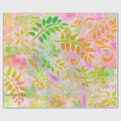 Cadeau Fleurs Abstraites et papier d'enveloppement Feuill (Plat)