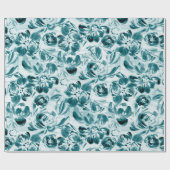 Cadeau Fleurs blanches pincées sur papier d'emballage d'a (Plat)