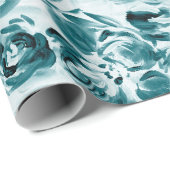 Cadeau Fleurs blanches pincées sur papier d'emballage d'a (Coin rond)