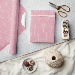Cadeau Fleurs blanches sur papier d'emballage de mariage
