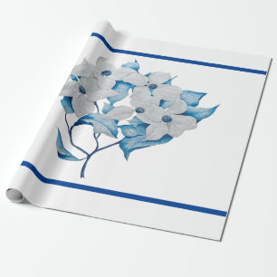 Cadeau Fleurs de bois de chien sur papier d'enveloppement