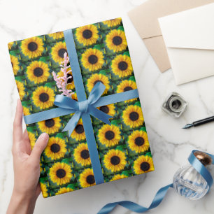 Cadeau Fleurs de soleil avec papier d'enveloppement d'abe