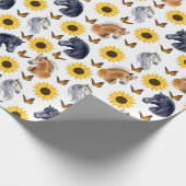 Cadeau Fleurs de soleil et chevaux Papier d'enveloppement (Coin)