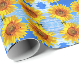 Cadeau Fleurs de soleil et papier d'enveloppement d'abeil