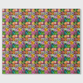 Cadeau Fleurs et papier d'emballage de créatures (Plat)