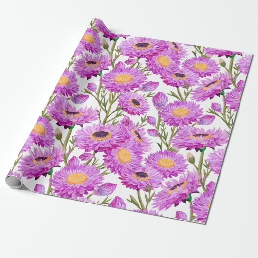 Cadeau Fleurs florales de marguerites de papier violet (Déroulé)