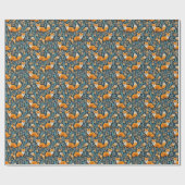 Cadeau Fleurs Renard Papier d'enveloppement bleu (Plat)