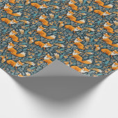 Cadeau Fleurs Renard Papier d'enveloppement bleu (Coin)