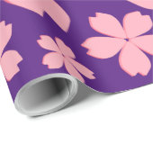 Cadeau Fleurs roses sur papier à envelopper violet (Coin rond)