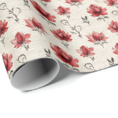 Cadeau Fleurs rouges sur papier manuscrit (Coin rond)