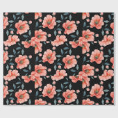 Cadeau Fleurs sur papier d'emballage noir (Plat)