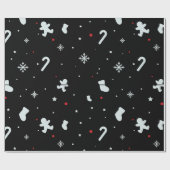 Cadeau flocons blancs papier d'emballage de noël (Plat)