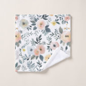 Cadeau floral aquarelle pastel bleu pêche rose (Gant de toilette)