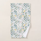 Cadeau Floral Aquarelle Vert Bleu Rose Jaune (Serviette à main)