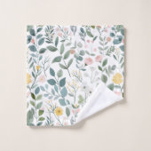 Cadeau Floral Aquarelle Vert Bleu Rose Jaune (Gant de toilette)