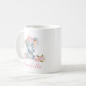 Cadeau floral rose de tasse de café d'éléphant (Devant gauche)
