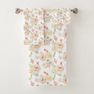 Cadeau floral tendance crème pêche blanc Boho