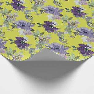 Cadeau Floral violet sur papier d'enveloppement d'aquarel