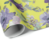 Cadeau Floral violet sur papier d'enveloppement d'aquarel (Coin rond)