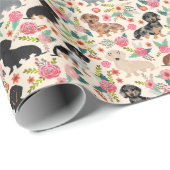 Cadeau flûtes dachshund enveloppant du papier (Coin rond)