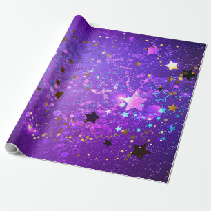 Cadeau Fond en feuille de papier violet avec des étoiles