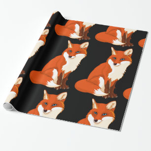 Cadeau Fox mignon reposant le papier d'emballage brillant