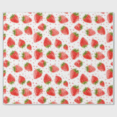 Cadeau Fraises et points papier d'emballage motif (Plat)