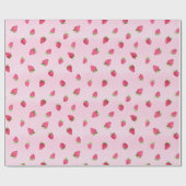 Cadeau Fraises sur papier d'enveloppement d'aquarelle ros (Plat)