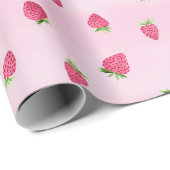 Cadeau Fraises sur papier d'enveloppement d'aquarelle ros (Coin rond)