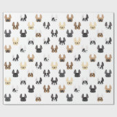 Cadeau Frenchie et papier d'emballage d'amis - blanc (Plat)