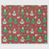 Cadeau Fun alien Noël papier d'emballage (Plat)