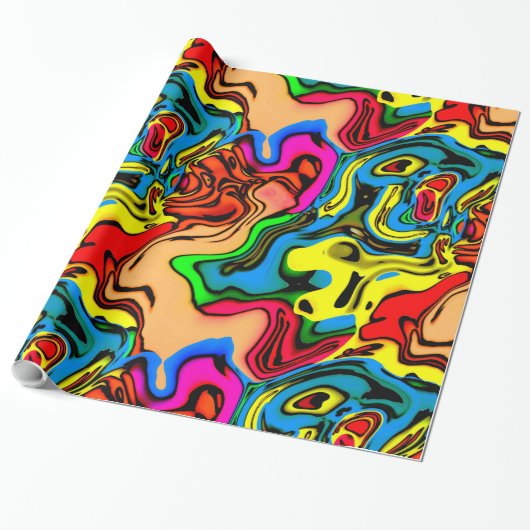 Cadeau Fun Crazy Colors Enveloppement Papier (Déroulé)