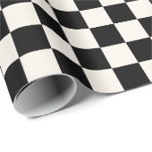 Cadeau Fun Modern À damiers Black & Cream Wrapper Papier (Coin rond)