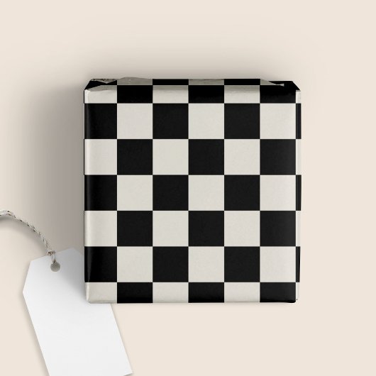 Cadeau Fun Modern À damiers Black & Cream Wrapper Papier