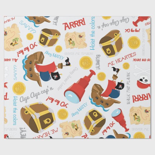 Cadeau Fun Pirate motif Party papier d'emballage (Plat)