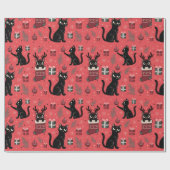 Cadeau Funny Black Cats Papier à envelopper Noël (Plat)