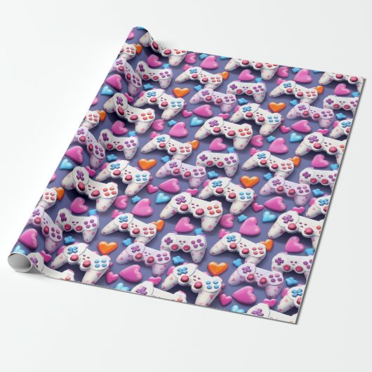 Cadeau Gamer Valentine's Day Wrapping Papier (Déroulé)