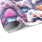 Cadeau Gamer Valentine's Day Wrapping Papier (Coin rond)