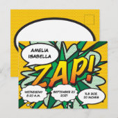 Cadeau Geboorte Statistieken Stripboek Pop Art-her Briefkaart (Voorkant / Achterkant)