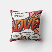 Cadeau Geboorte Statistieken Stripboek Pop Art-her Kussen (Achterkant)