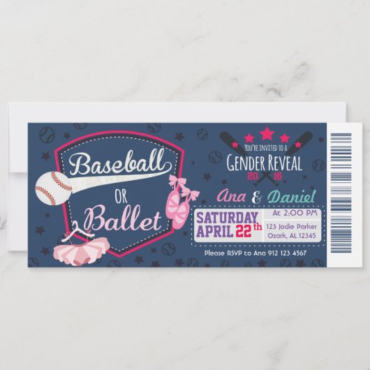 Cadeau geslacht baby - Honkballen of Ballet Kaart (Voorkant)