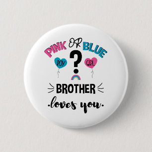 Cadeau Geslacht Baby Roze Of Blau Broer Houdt Van Ronde Button 5,7 Cm