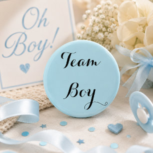 Cadeau geslacht onthulling jongen blauwe team ronde button 5,7 cm