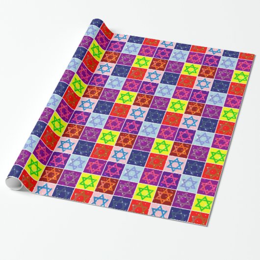 Cadeau Giftwrap - étoiles juives - papier de Giftwrapping (Déroulé)