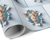 Cadeau Giraffe émergée d'un trou de papier déchiré (Coin rond)