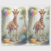 Cadeau Giraffe & Gâteau dans la jungle | Papier d'enrobag (Plat)