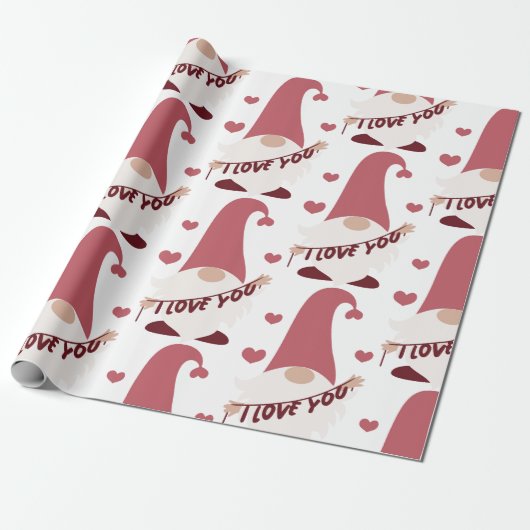 Cadeau Gnome Je t'aime envelopper du papier (Déroulé)