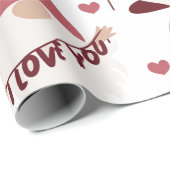 Cadeau Gnome Je t'aime envelopper du papier (Coin rond)