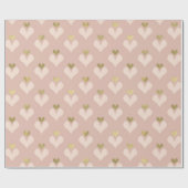 Cadeau Gold Pink Hearts Valentine's Day Wrapping Papier (Plat)